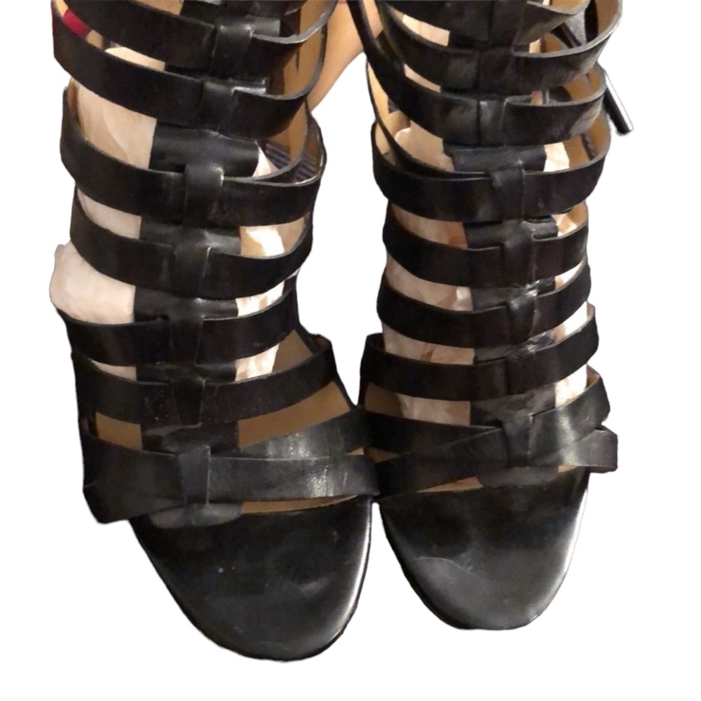 Nine West size 10 black Strappy cage platform open toe with back zip
